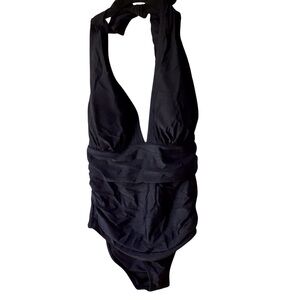 Cupshe One-Piece Swimsuit Black V-neck Brand New Large